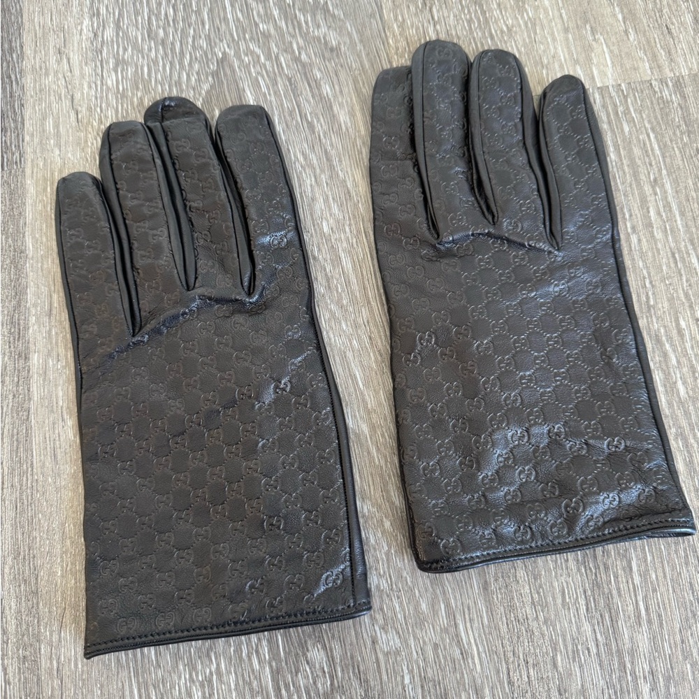MENS GUCCI BLACK LEATHER GLOVES